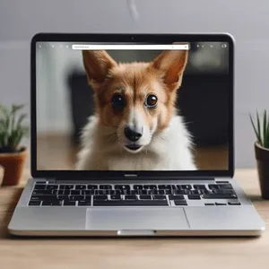 perro en la pantalla del portátil